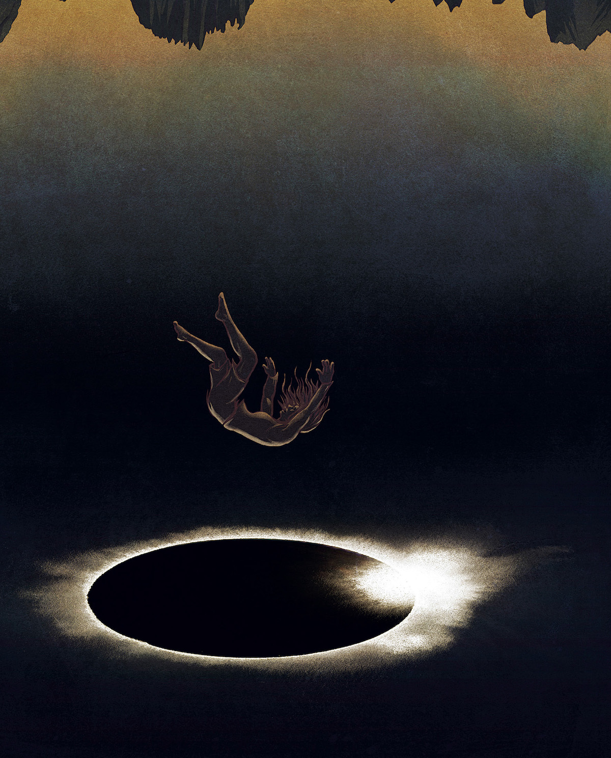 This illustration by Andreas Schmidt appeared with Sara Aranda's Full Value story, Into Darkness We Go, in Alpinist 62. [Illustration] Andreas Schmidt