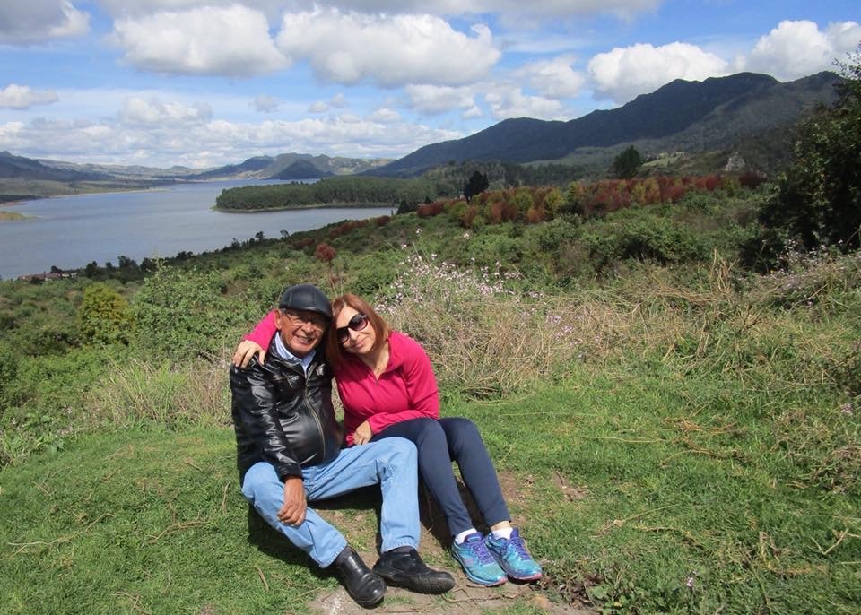 The author with her father at El Neusa Reservoir in Cogua, Columbia, while looking for goat milk. [Photo] Ana Beatriz Cholo collection