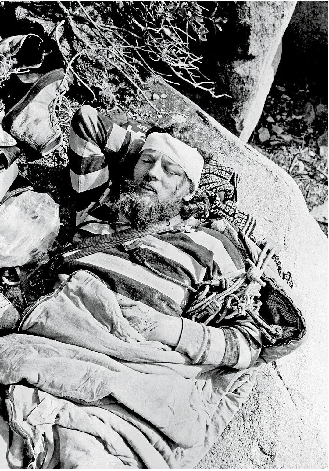 Michael Kennedy, after his fall on Granite Mountain ('Wi:kvte:wa), Arizona. [Photo] Ed Webster