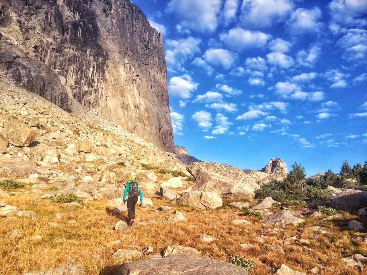 Adam Stack on the hike in to the base of Mt. Hooker (12,504'). [Photo] Tommy Caldwell
