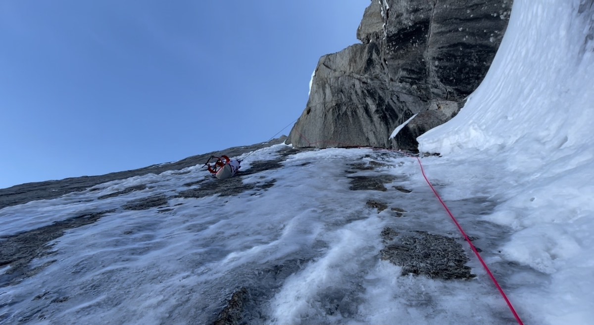 The crux pitch of Techno Terror. [Photo] Matt Cornell, The North Face