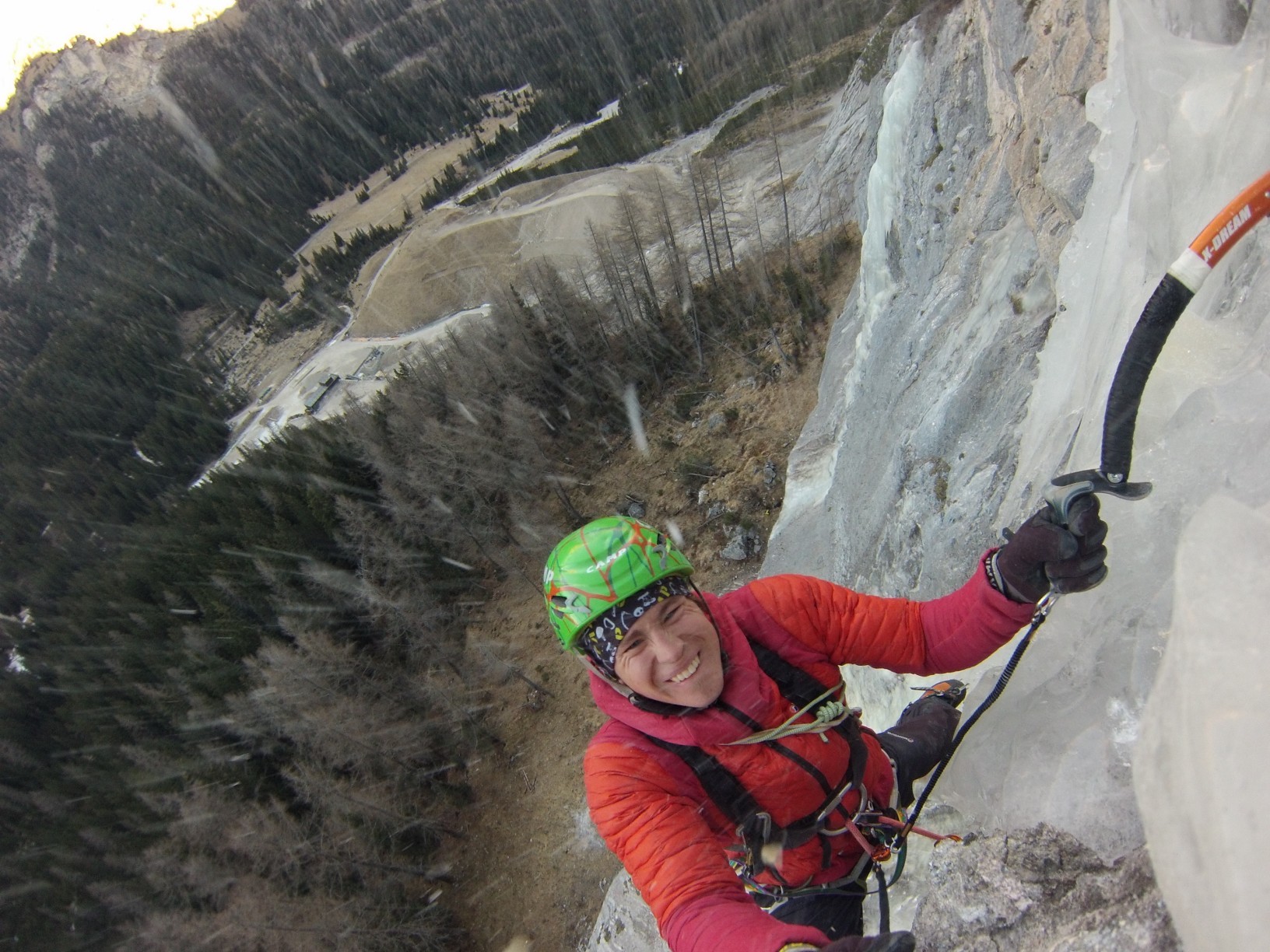 Tom Ballard makes the first ascent of Dust in the Wind (M8, 100m), Val di Fassa, Italy, while rope-soloing. [Photo] Tom Ballard