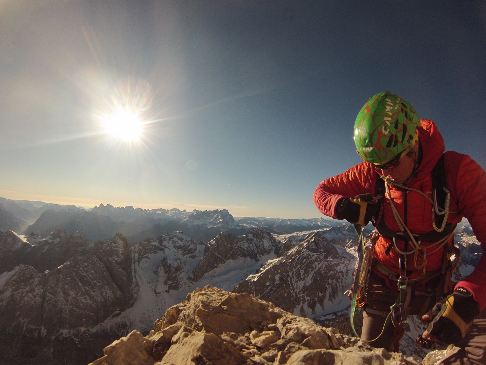 Ballard savors the sun at the top of the Gogna Route on December 31. [Photo] Tom Ballard