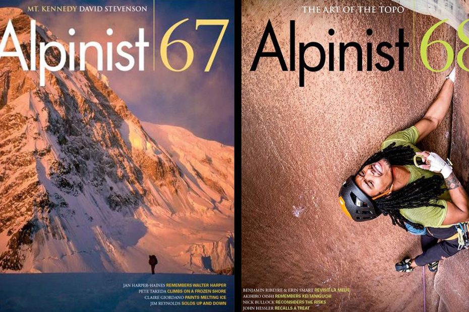 Alpinist 67 (Autumn 2019) and Alpinist 68 (Winter 2019-20) include stories that are finalists in the category for Best Mountaineering Article at the 2020 Banff Mountain Film and Book Festival.