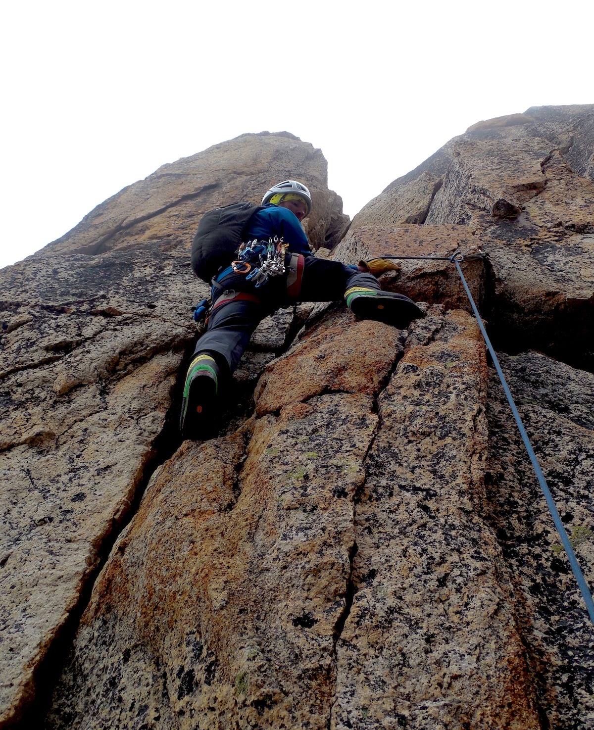 Mike Lewis leads a 5.7 pitch on the Beckey Route on Liberty Bell, Washington Pass, WA. [Photo] Nick Direen