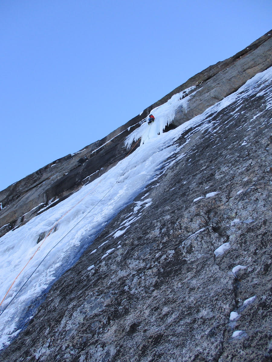 Cordes near the top of Pitch 3. [Photo] Kevin Cooper