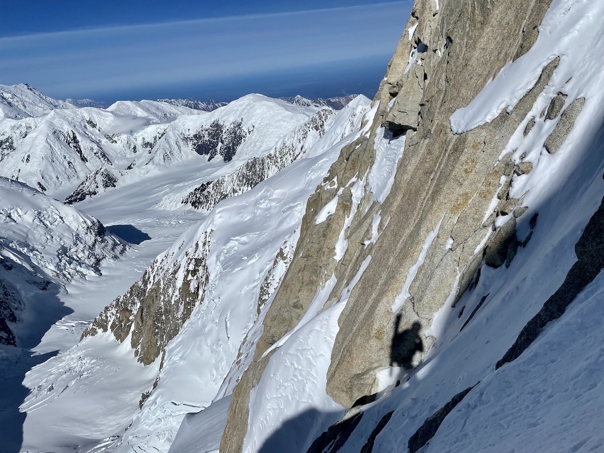 Astorga's shadow on Denali. [Photo] Chantel Astorga