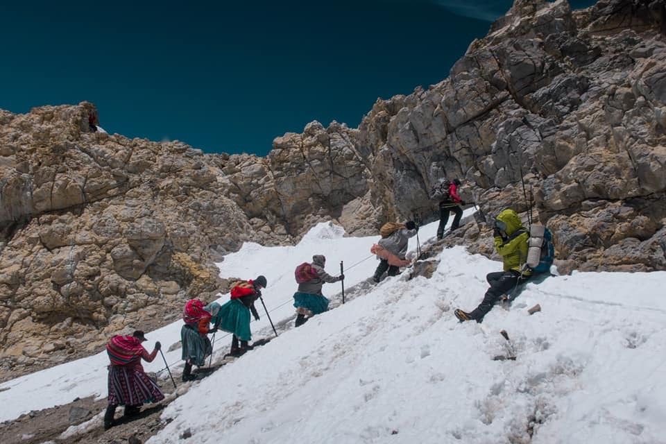 The Cholitas Escaladoras in action. [Photo] Cristian Painemal