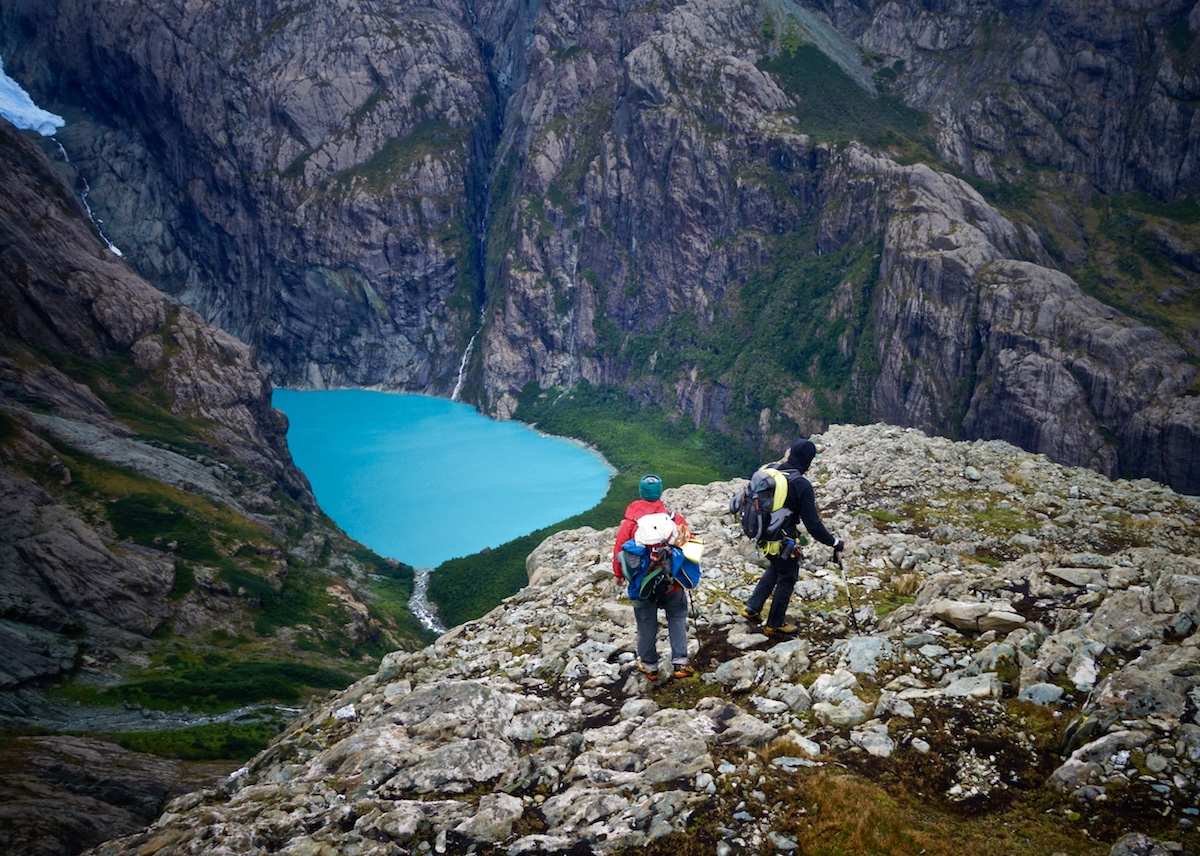 McCrea and Griffin hike down the ridge after climbing the new route. [Photo] Whitney Clark