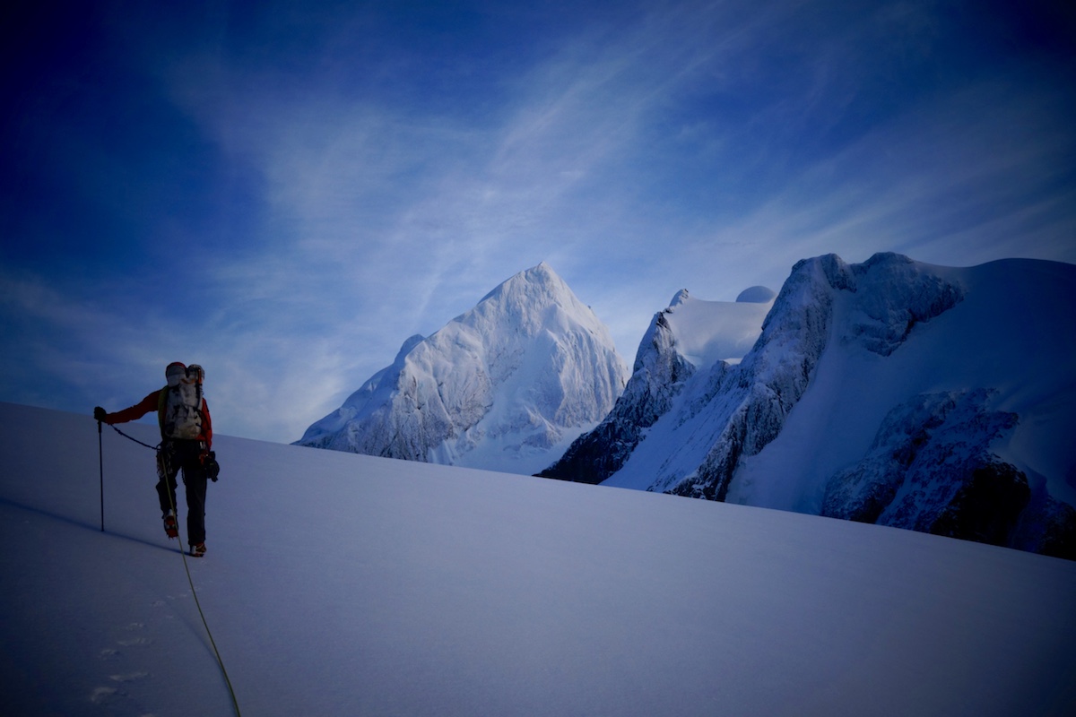 Griffin hikes toward Alas de Angel Sur on the team's last attempt. [Photo] Whitney Clark