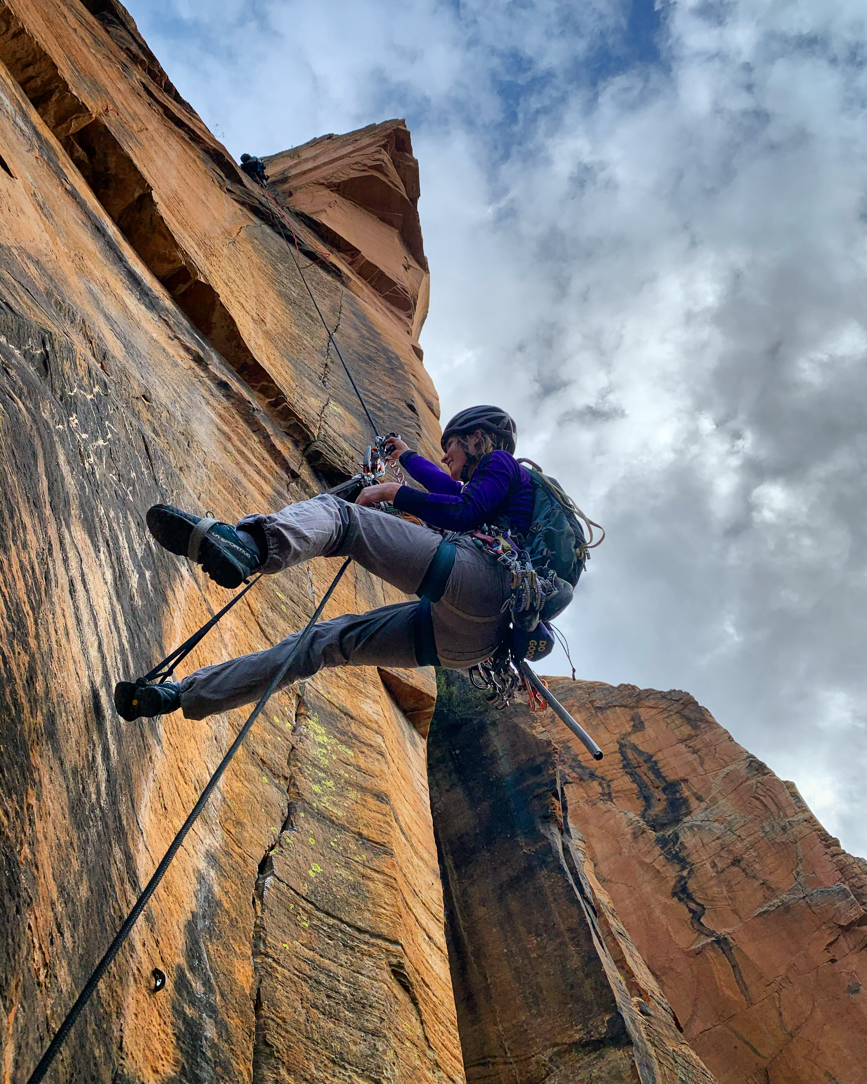 Sarah Holditch jugging out after a day working on the roof pitch. [Photo] Lor Sabourin