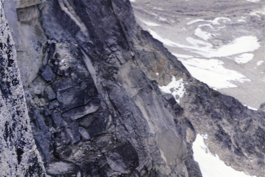 David Roberts on south ridge of the Angel, Revelation Mountains, Alaska, 1967. Roberts wrote about the eventful expedition in the 1968 American Alpine Journal. [Photo] Matt Hale