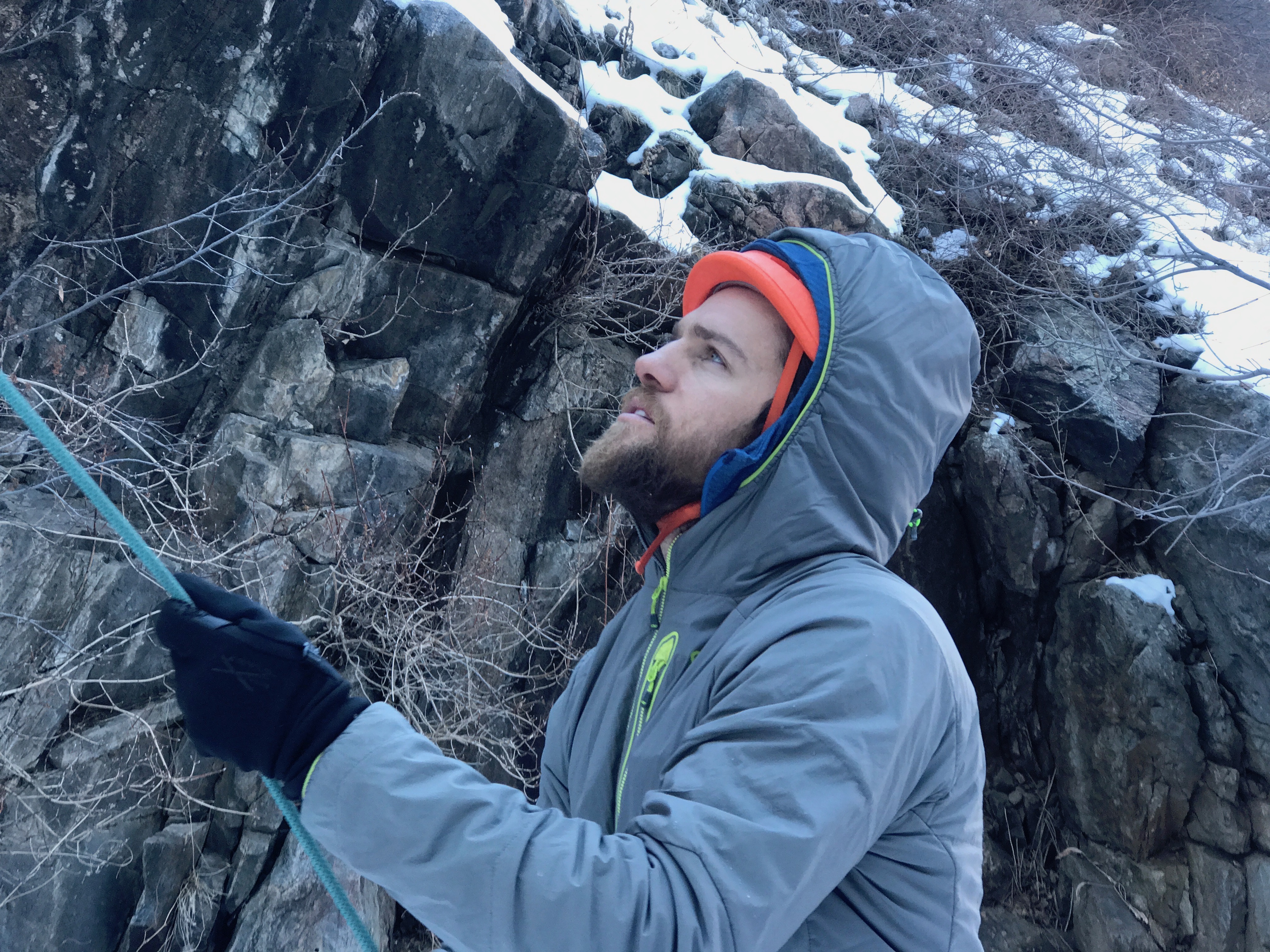Scott Yorko on belay duty in Clear Creek Canyon, Colorado. [Photo] Chris Van Leuven