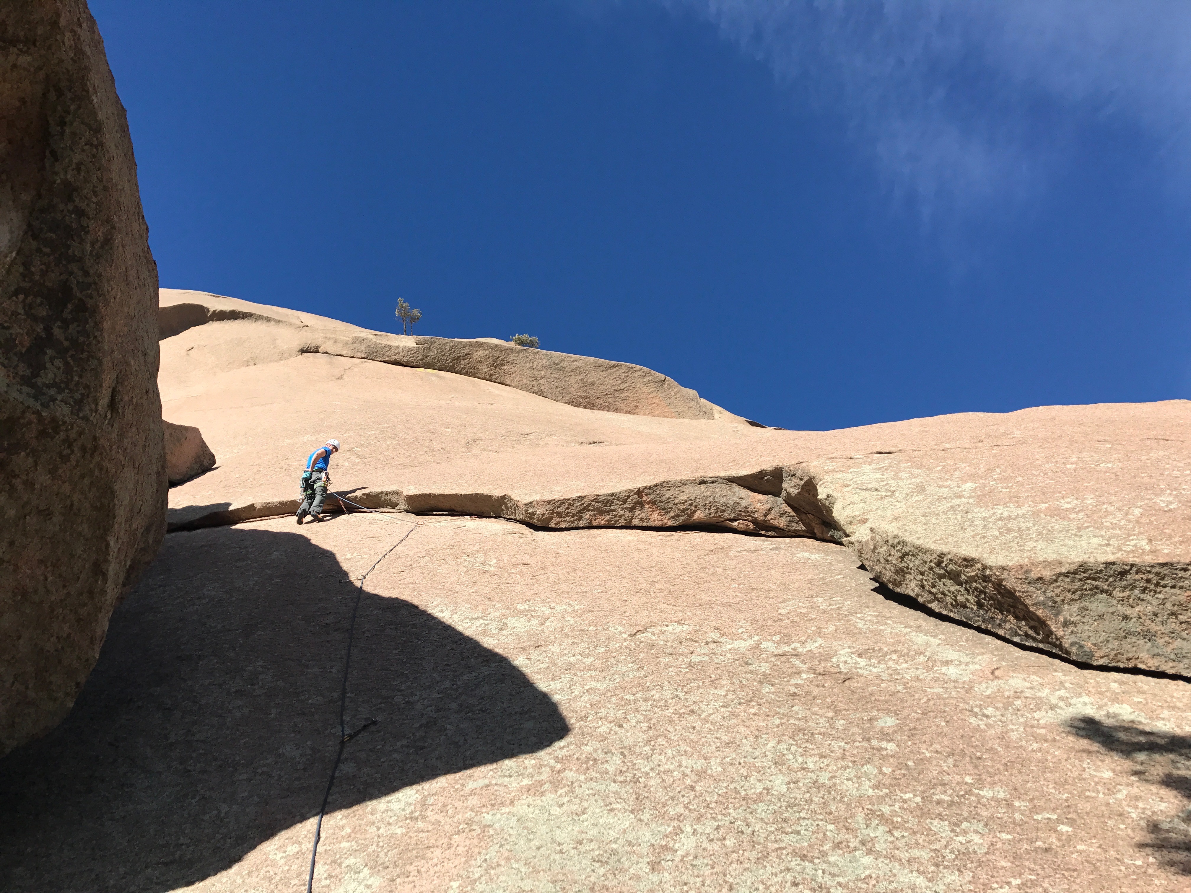 Rob Kepley on Dos Equis (5.10b), Cathedral Spires, South Platte, Colorado. [Photo] Chris Van Leuven