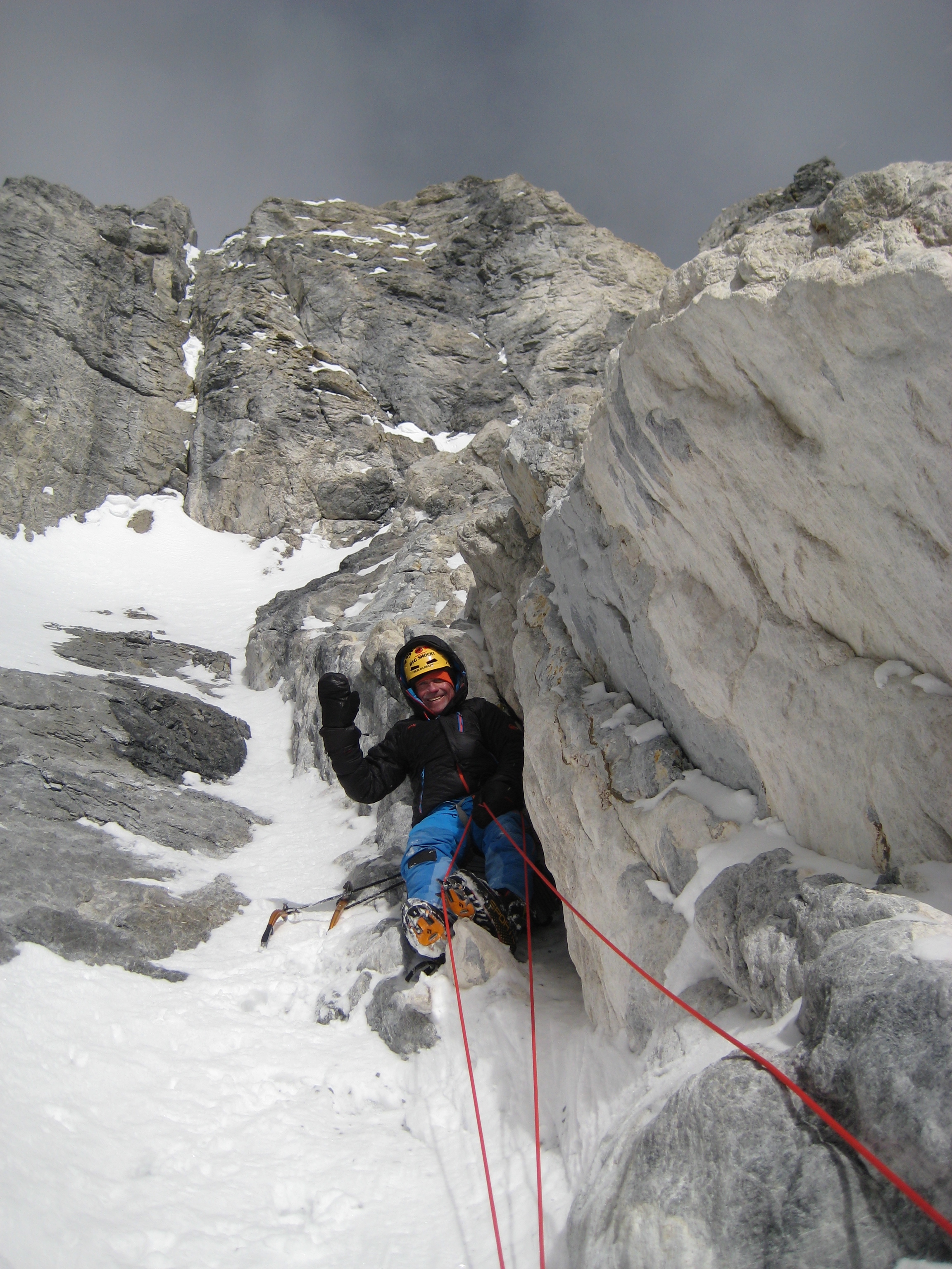 Holecek at a belay. [Photo] Zdenek Hak