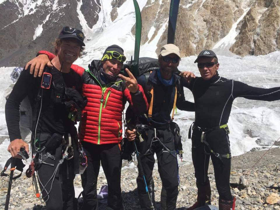 Members of the rescue team, from left to right: Don Bowie, Marco Confortola, Cala Cimenti, Denis Urubko. [Photo] Cala Cimenti/Facebook