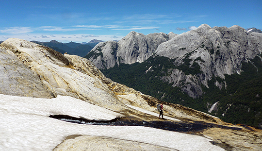 Grant Simmons exploring Cerro Arco Iris's summit plateau