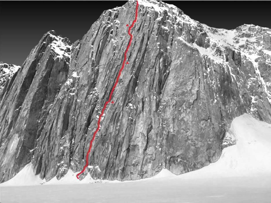 Tears of the Dragon (Russian Grade 6B, A3 M5, 1150m) marks the second ascent of the Great Wall (5120m) via the northeast face. [Photo] Team archive