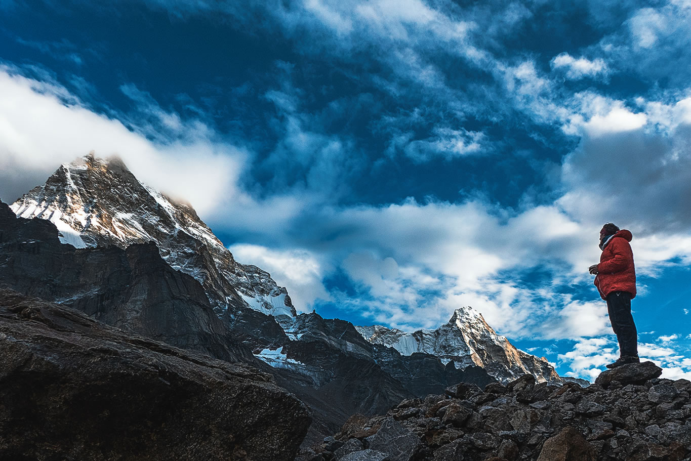 Kennedy contemplates Kishtwar Kailash (6451m) from advanced base camp. [Photo] Urban Novak