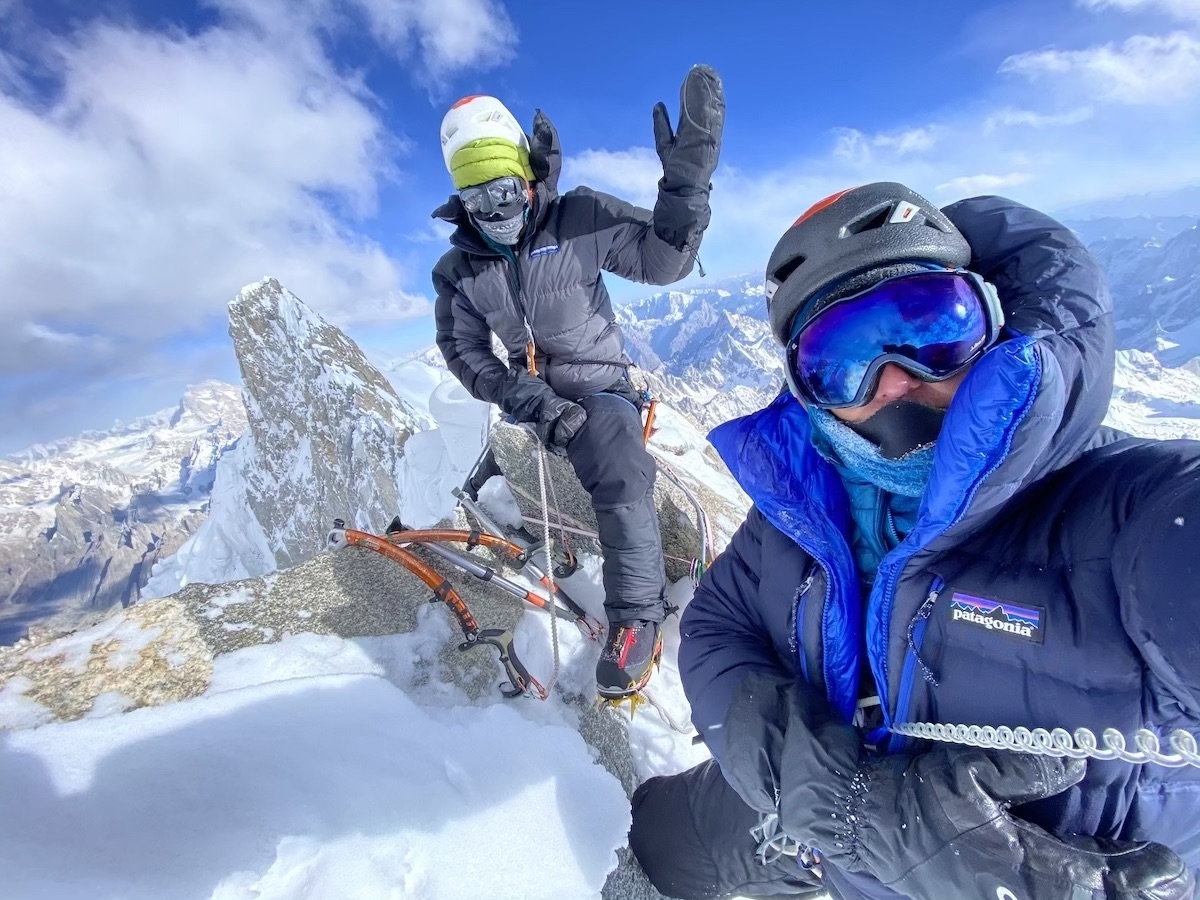 Priti and Jeff Wright atop K6 Central (7100m). [Photo] Priti and Jeff Wright collection