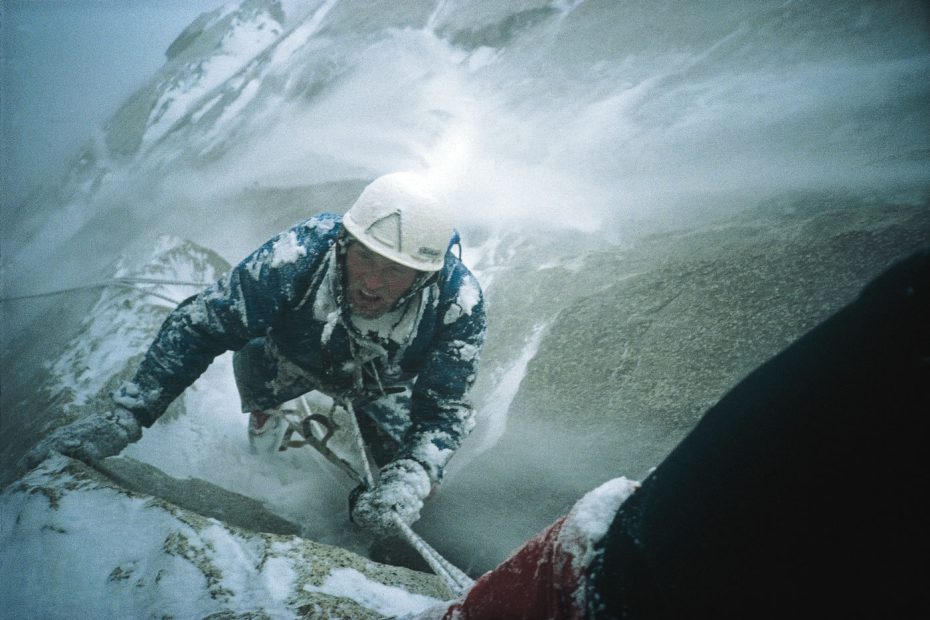 Franek Knez on the first ascent of Hudieva Zajeda/Diedro del Diablo (5.10 A2 90 degrees, 900m), Fitz Roy (3405m), with Silvo Karo and Janez Jegli in 1983. [Photo] Silvo Karo