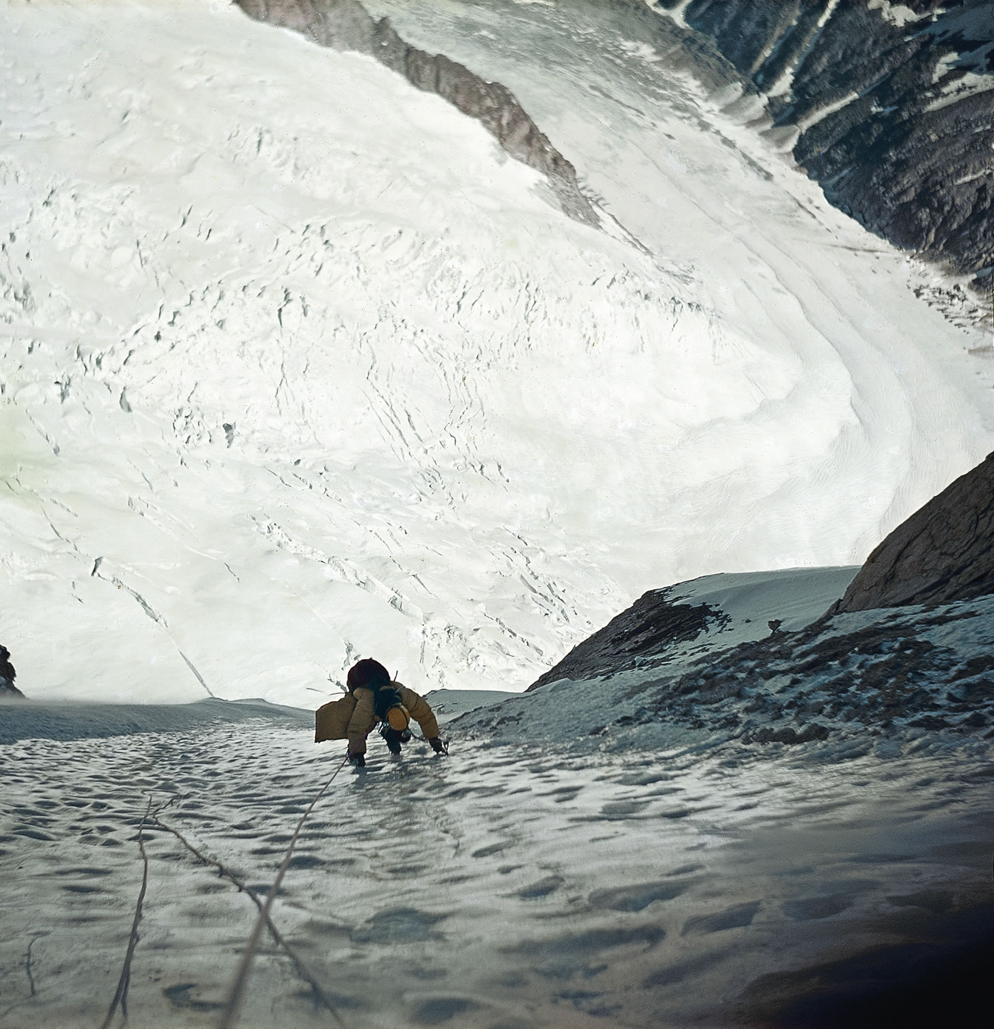 Lado Vidmar on the first ascent of the Slovenian Route on the Grandes Jorasses (4208m) with Knez, Vanja Matijevec and Joze Zupan. [Photo] Vanja Matijevec