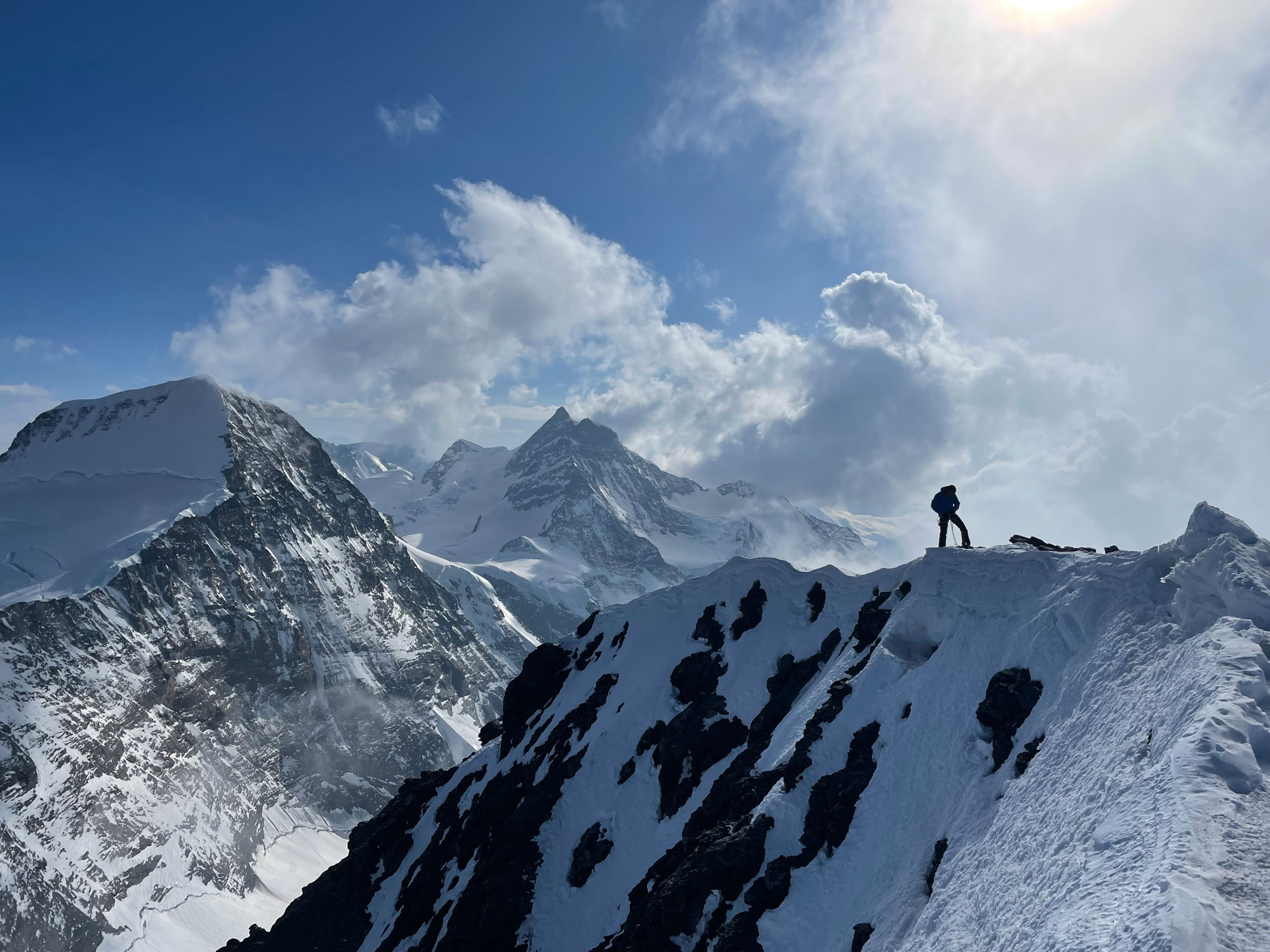 Tiefenthaler stands atop the Eiger after her solo of the mountain's iconic North Face.
