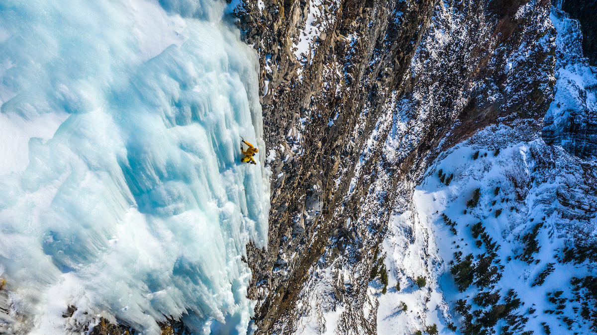 Cornell leading near the top of Nutcracker on a rehearsal ascent earlier this season. [Photo] Nathan Norby