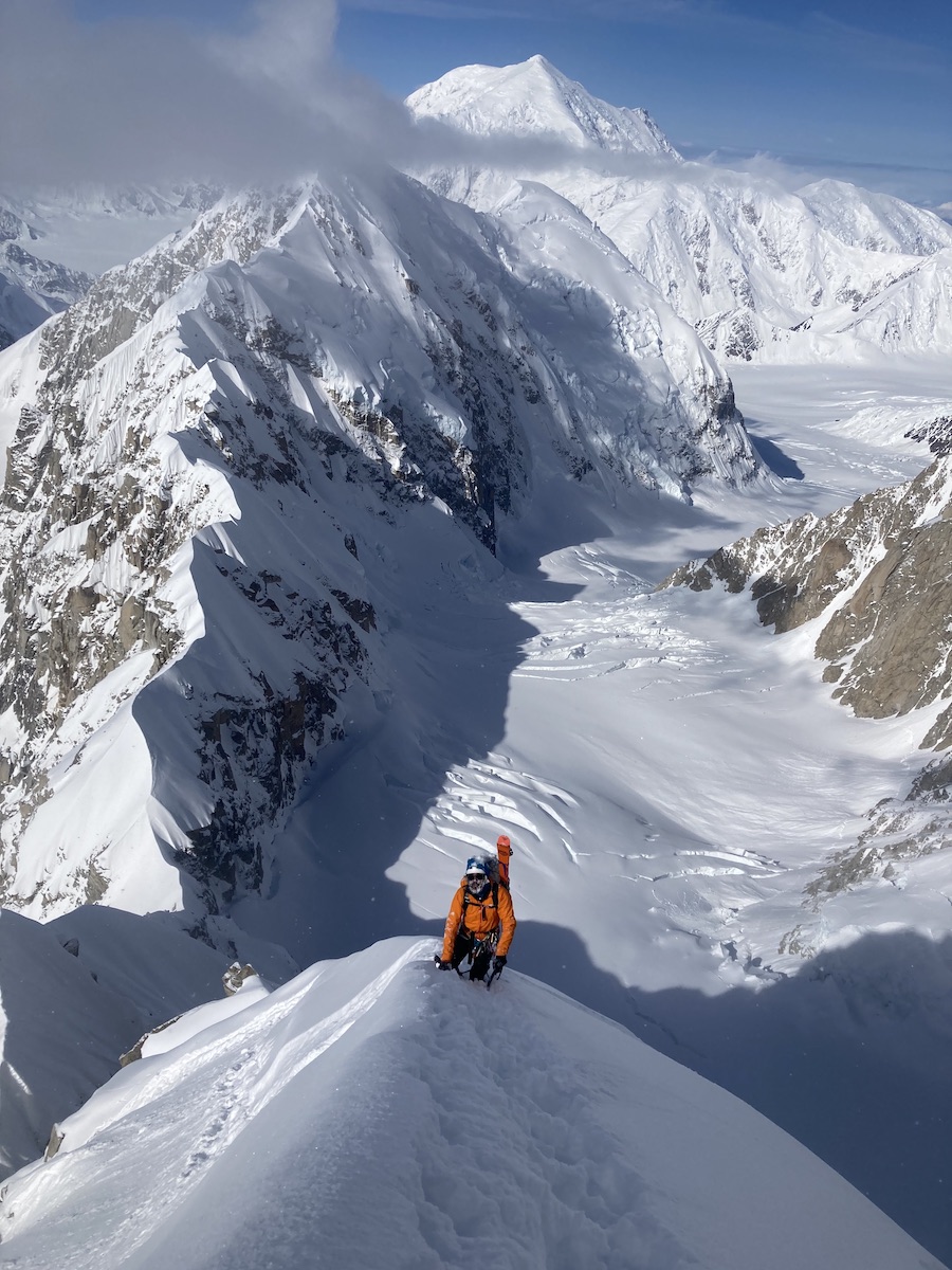 Ascending Denali's Cassin Ridge (Alaska Grade 5: 5.8, AI4, 8,800'). [Photo] Mike Gardner collection