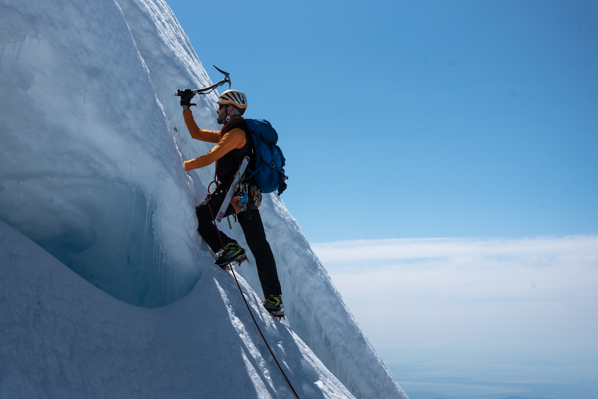 Briggs on the upper North Ridge. [Photo] Matthew Tangeman