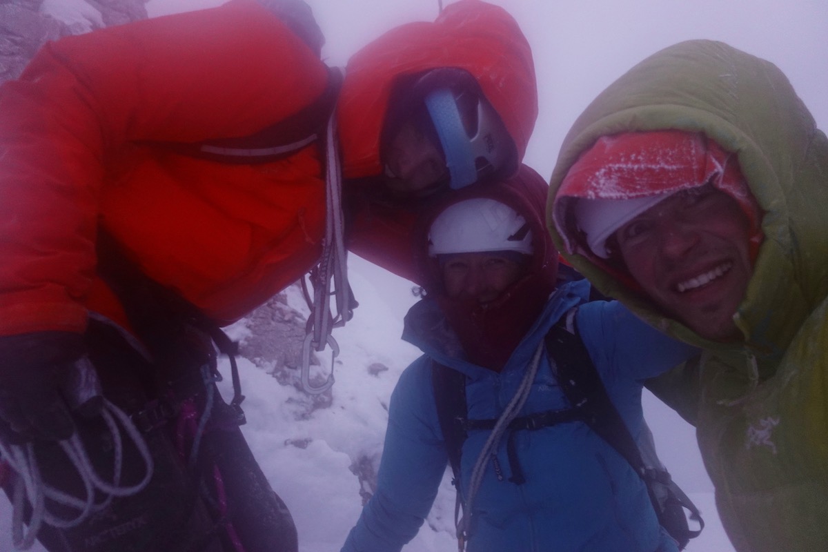 The trio on top of the wall in fading daylight. [Photo] Courtesy of Ines Papert, Luka Lindic and Brette Harrington