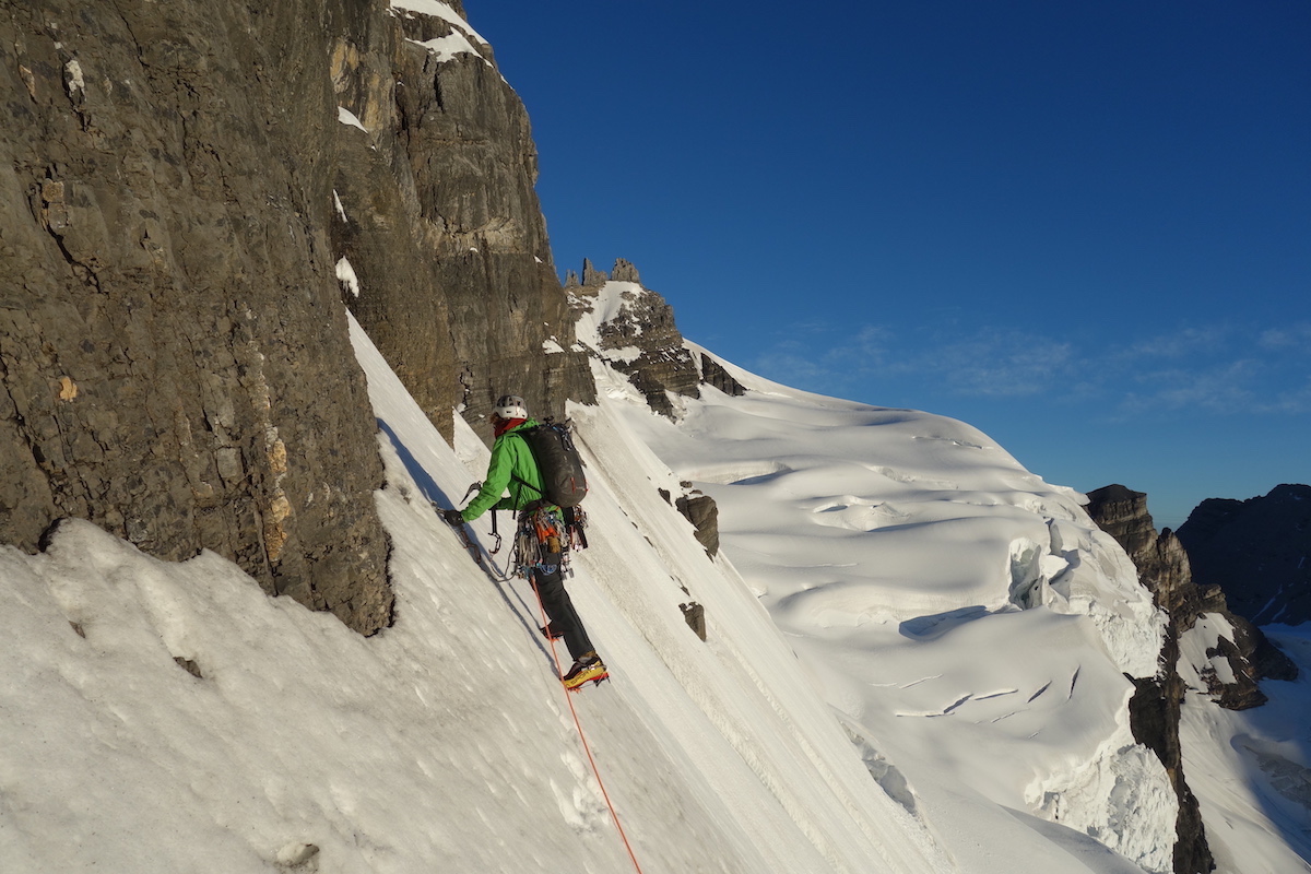 Roberts climbing low on the route. [Photo] Alik Berg