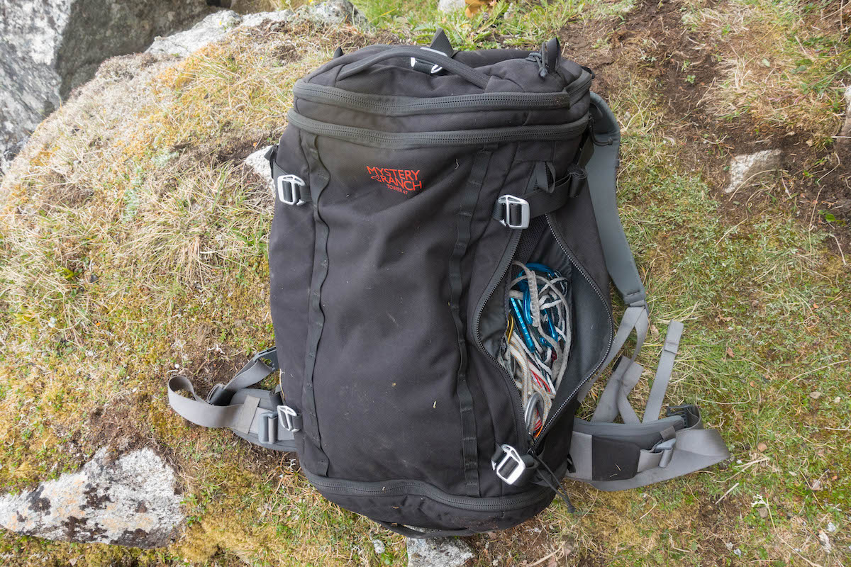 The Mystery Ranch Tower 47 is a top-loading pack that features splay-open access, with pockets and gear loops to keep things organized. [Photo] Clint Helander