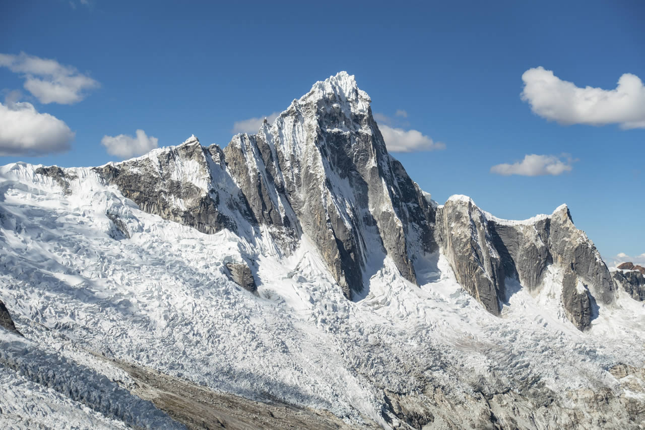 South Face of Taulliraju with the West Ridge on the Left. [Photo] Daniel Jol