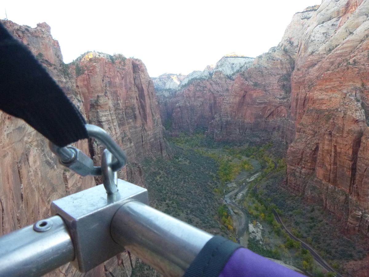 Enjoying daybreak from a portaledge in Zion National Park. [Photo] Derek Franz