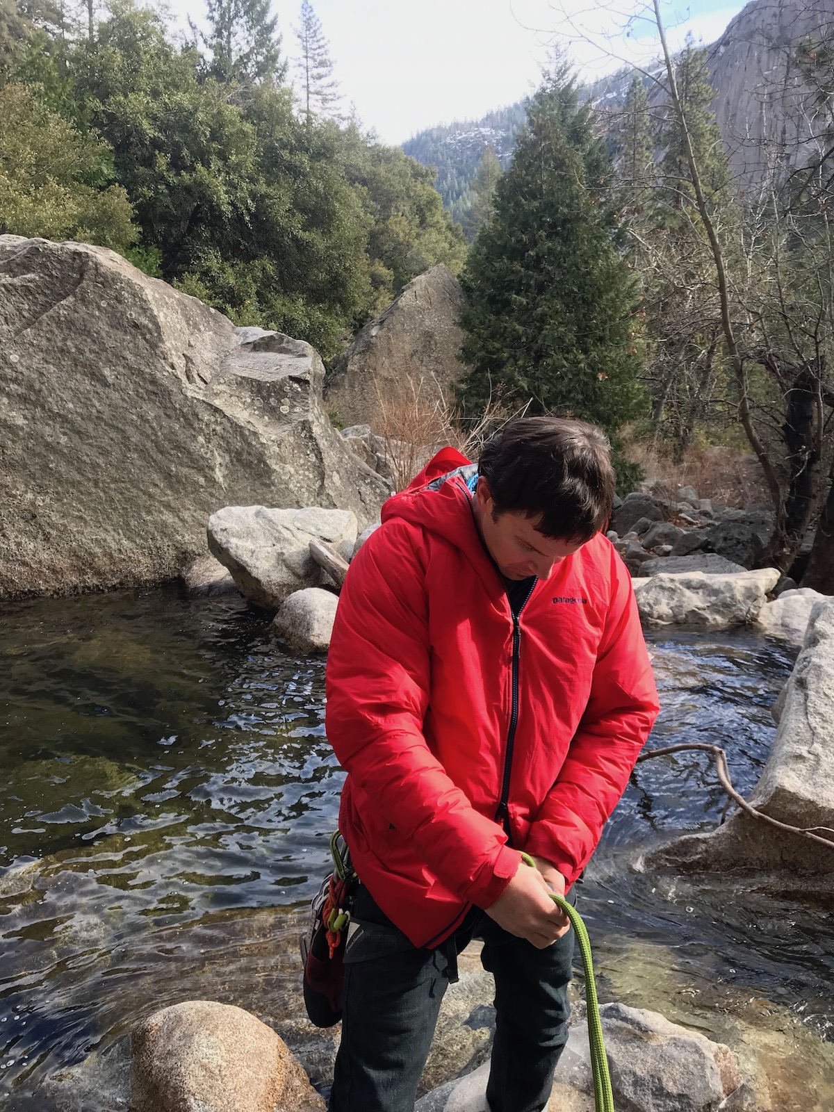 Van Leuven sets a belay at the base of Crimson Cringe, Yosemite. [Photo] Chris Van Leuven collection