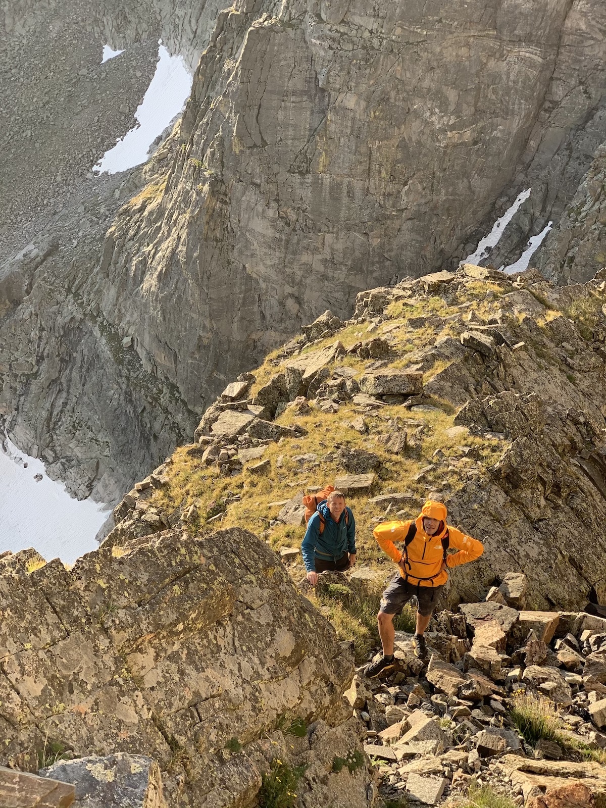 Caldwell and Honnold on the go, somewhere in Rocky Mountain National Park. [Photo] Adam Stack