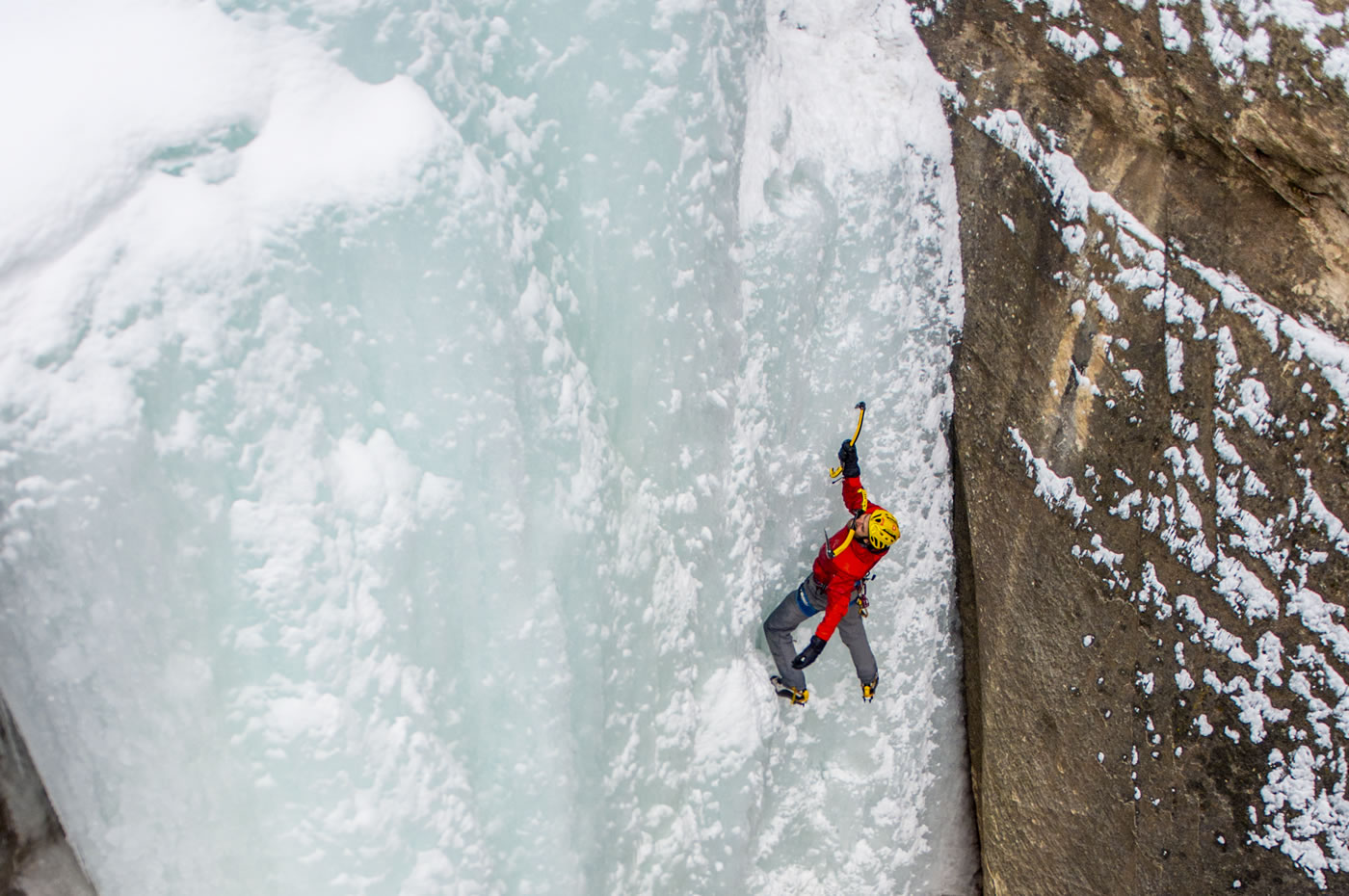Scott Adamson soloing the Zicicle WI5, Zion, Utah. [Photo] Nathan Smith