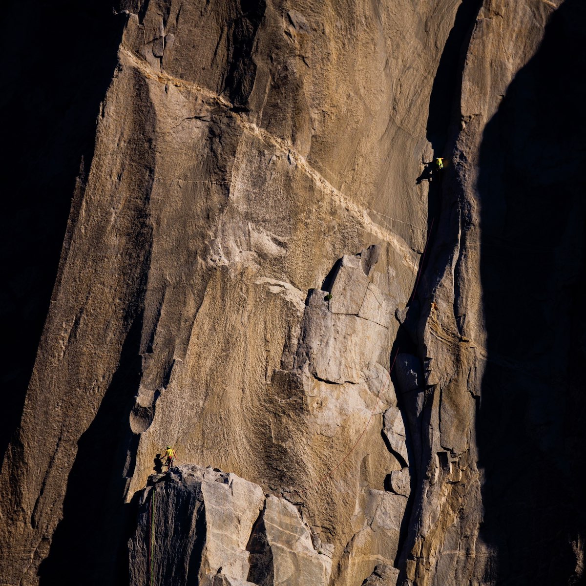 Caldwell and  Honnold on their record-setting ascent of the Nose this morning, June 6. [Photo] REEL ROCK Film Tour, Ted Hesser