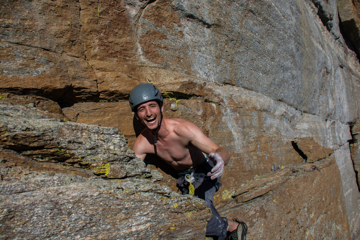 Lawrence arrives at the belay having finally redpointed the crux pitch after many tries over the last few years. [Photo] Winter Ramos