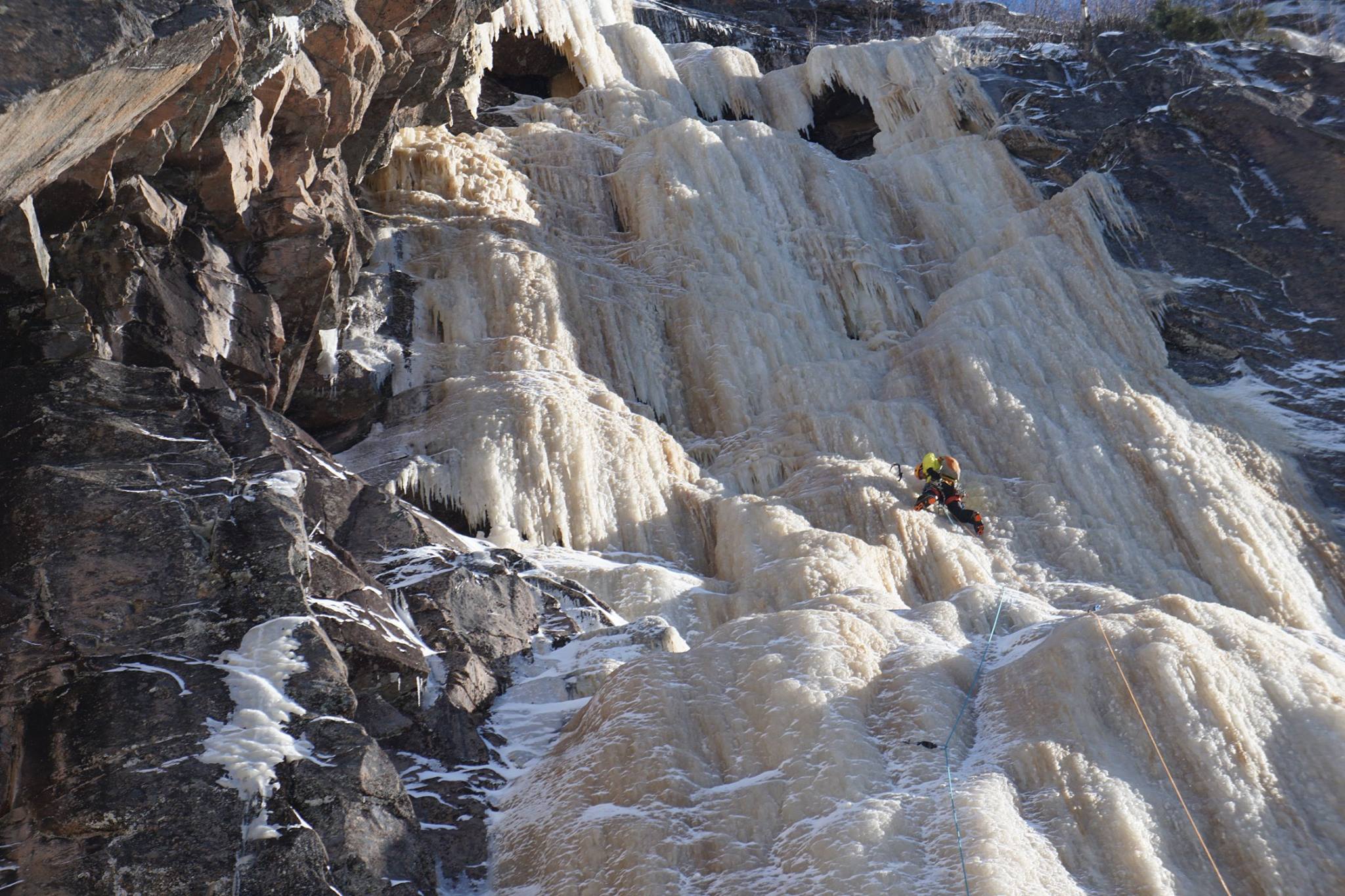 J.P. Belanger climbing at -40F on another Beaudet classic called La Goulotte de M. Felix. [Photo] Pete Takeda