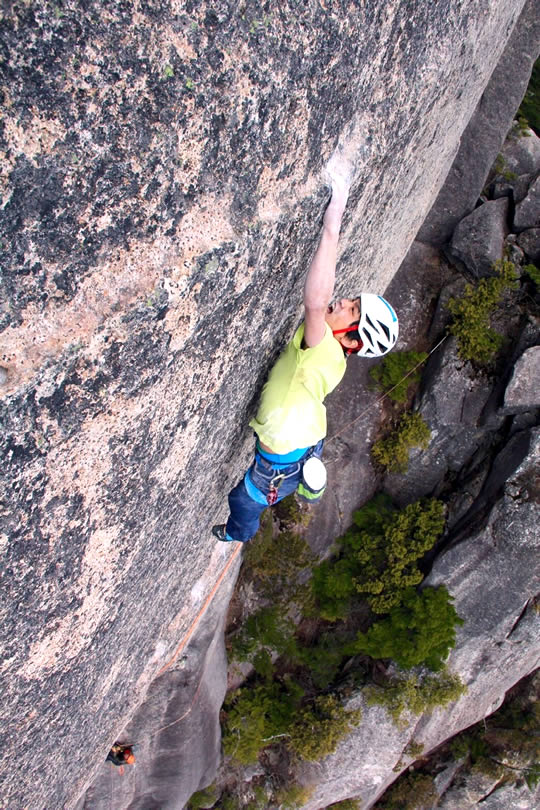The deadpoint move on Pitch 3. [Photo] Satoru Hagiwara