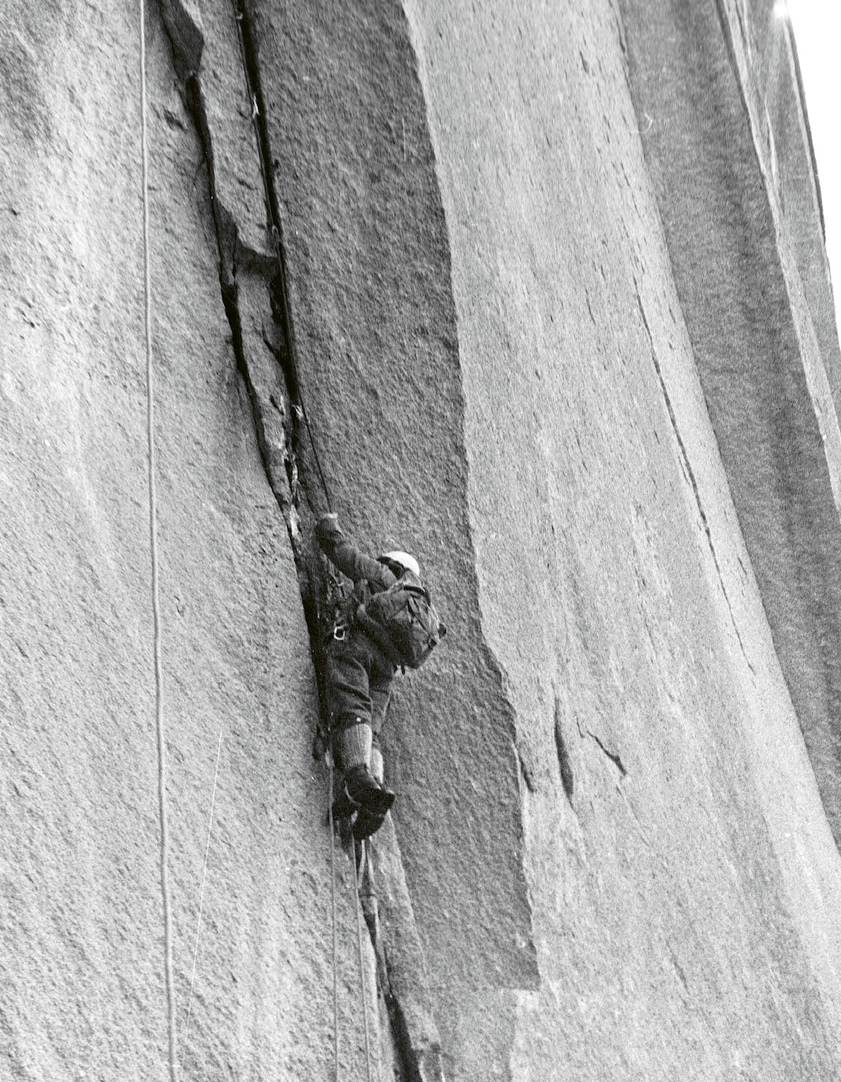 Auger on the 1966 first ascent of University Wall in Squamish. [Photo] Tim Auger collection