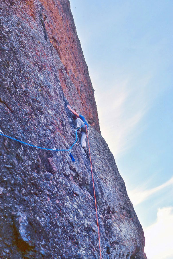 Higgins leading Pitch 1 on the first ascent of Shake and Bake, 1976. [Photo] Tom Higgins collection, Courtesy Friends of Pinnacles