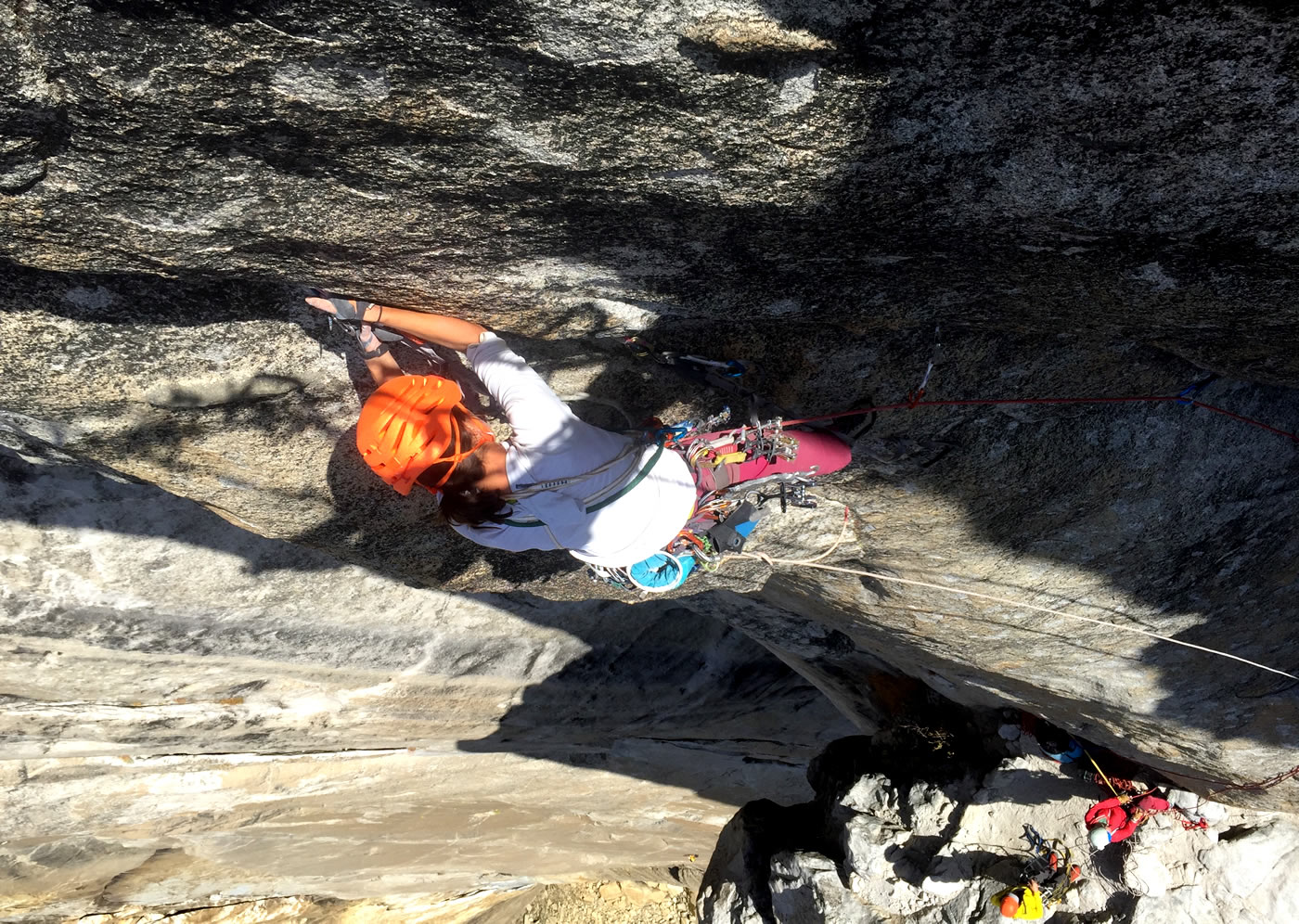 Quinn Brett leading on Lost Arrow, Day 2. [Photo] Lauren Delauney