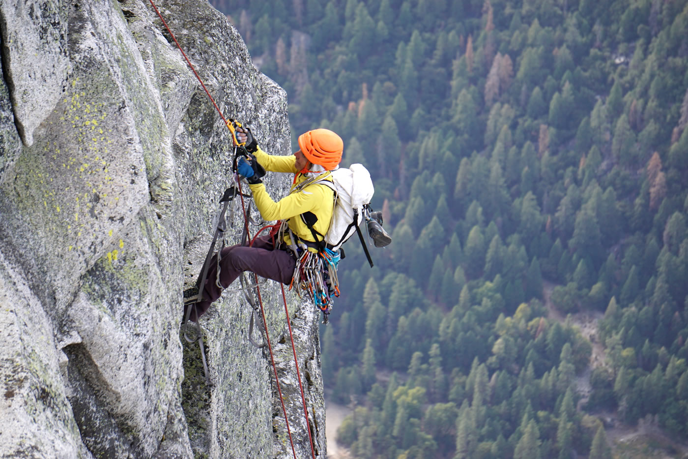 Quinn Brett jumars to the last pitch to the top of Half Dome, Day 6. [Photo] Micha Dery