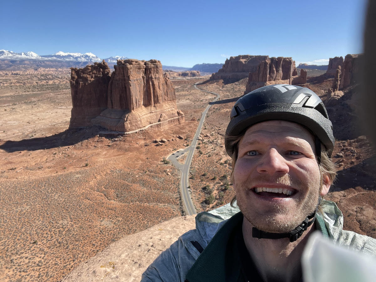 Derek Franz on top of the Tower of Babel, February 28, 2021. [Photo] Derek Franz