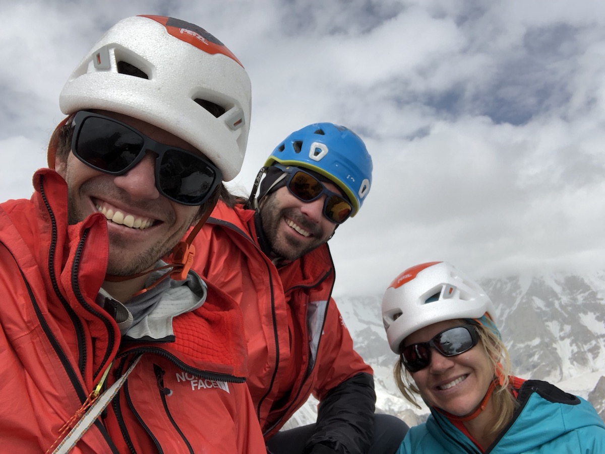 Summit happiness on Nameless Tower. [Photo] Andres Marin