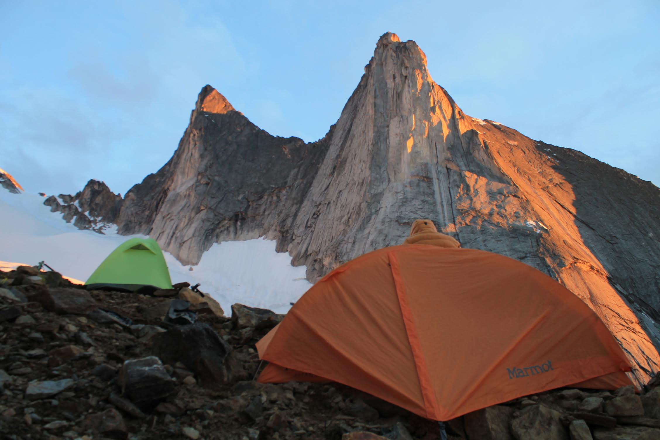 Looking up at Wall and Block Towers as the sun sets on Day 6. [Photo] Aaron Hanson