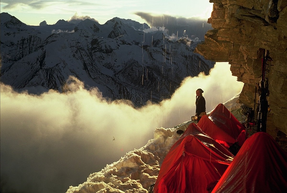 Nanda Devi Unsoeld at Camp I on Nanda Devi, 1976. [Photo] Peter Lev